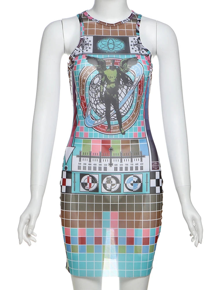 Aztec Mesh Mini Dress