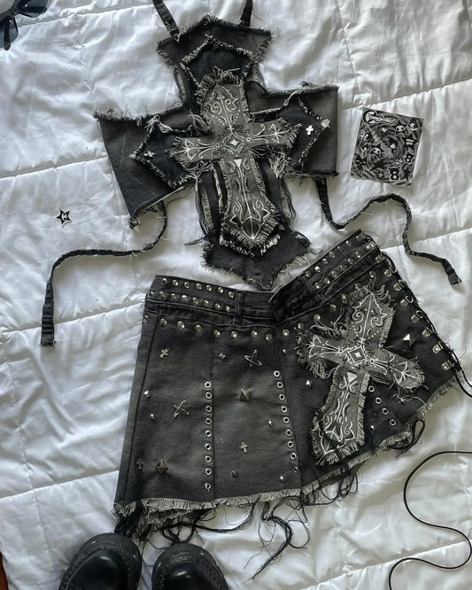 y2k baddies skirt set