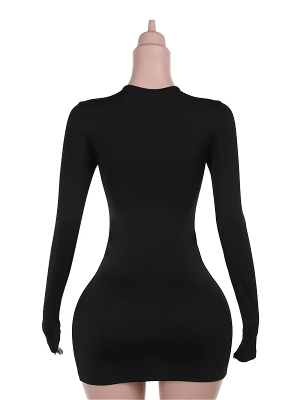 Weird Puss Hollow Shirring Sexy Dress Women Hipster Full Sleeve Coquette Midnight Party Clubwear Stretch Skinny Mini Bodycon